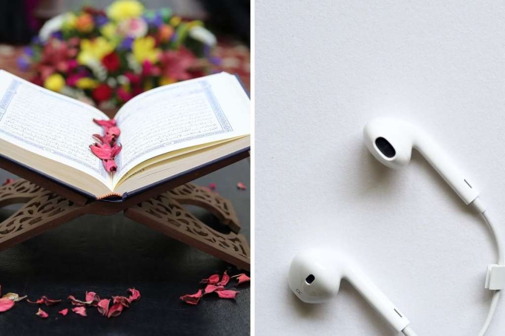quran and headphones to answer can you listen to the quran instead of reading it