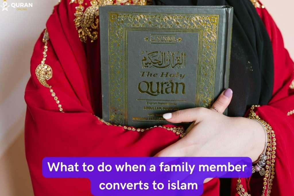 image of woman holding the quran to show what to do when a family member converts to islam